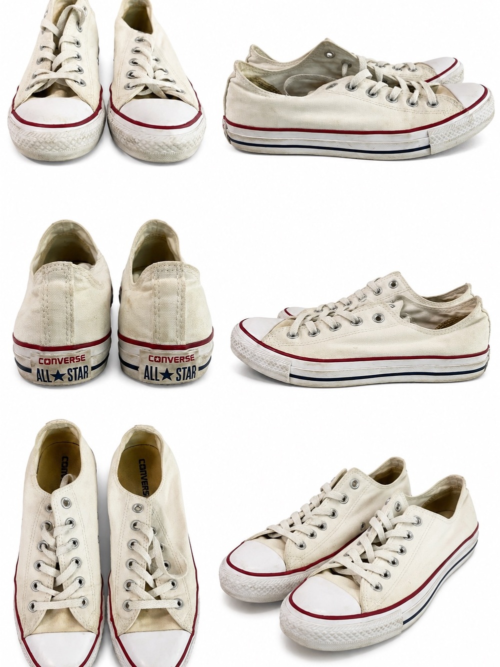 Converse  Chuck Taylor Low Top Sneakers  Vintage White/Red/Blue Size 10